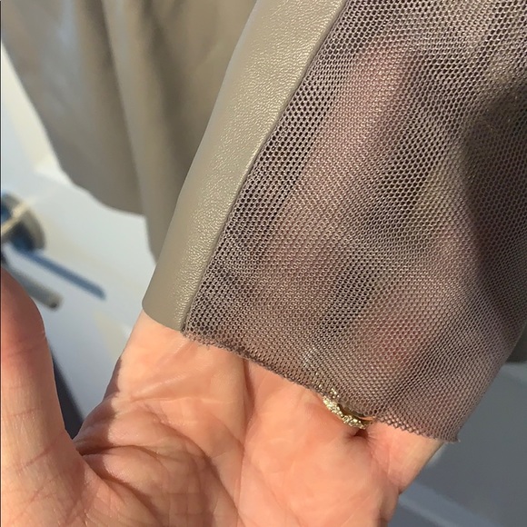 BCBG MAXAZRIA faux leather and mesh dress TAUPE - Picture 8 of 10